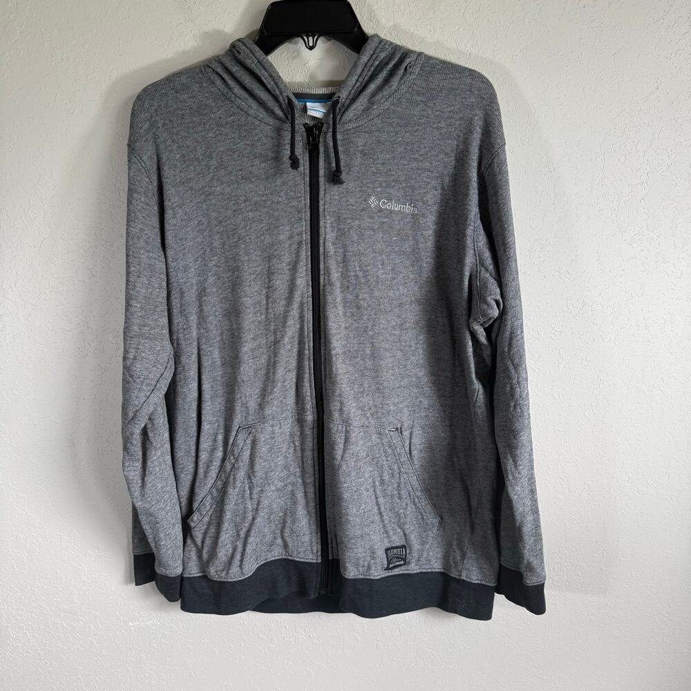 Men’s L Gray Columbia Lightweight Outdoor Casual Gorpcore Zip Up Hooded Jacket